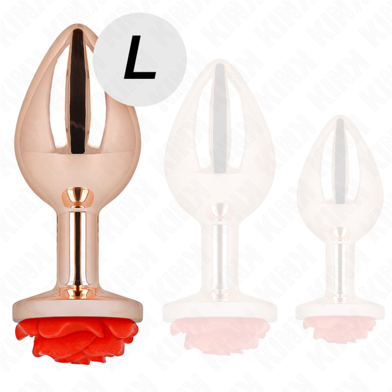 KINK - ROSA GOLDENER ANALSTECKER MIT ROTER ROSE L Produktansicht und Details
