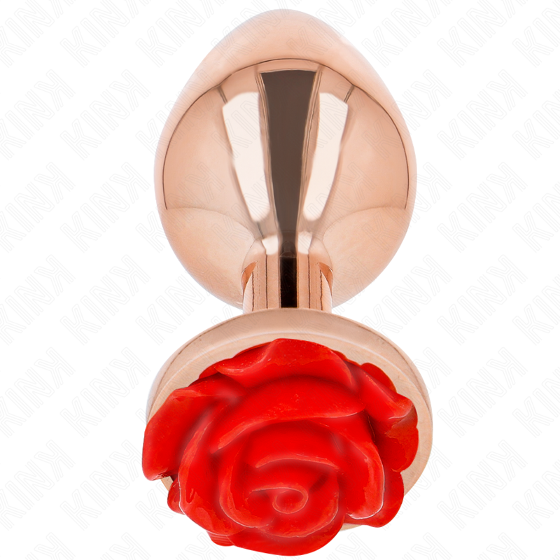KINK - ROSA GOLDENER ANALSTECKER MIT ROTER ROSE L BDSM-Zubehör diskret online kaufen