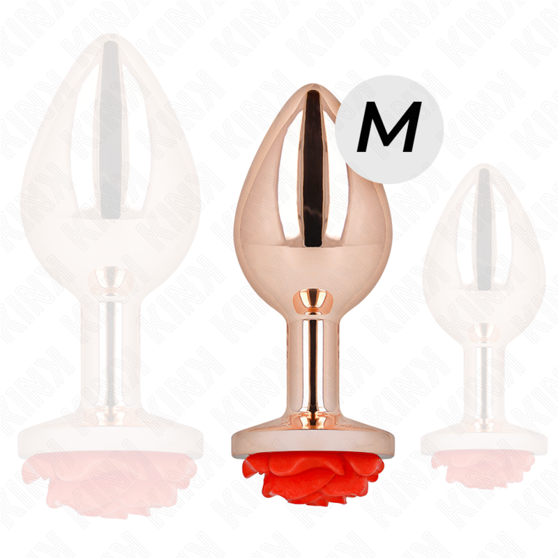 KINK - ROSA GOLDENER ANALSTECKER MIT ROTER ROSE M Produktansicht und Details