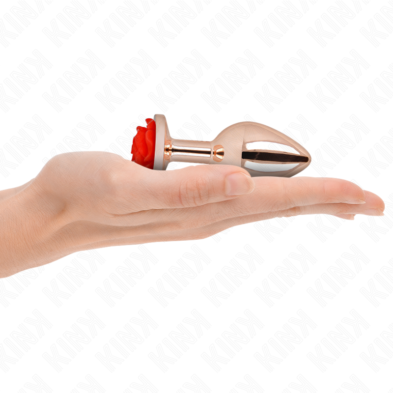 KINK - ROSA GOLDENER ANALSTECKER MIT ROTER ROSE M bei Secret Pulse im Erotikshop