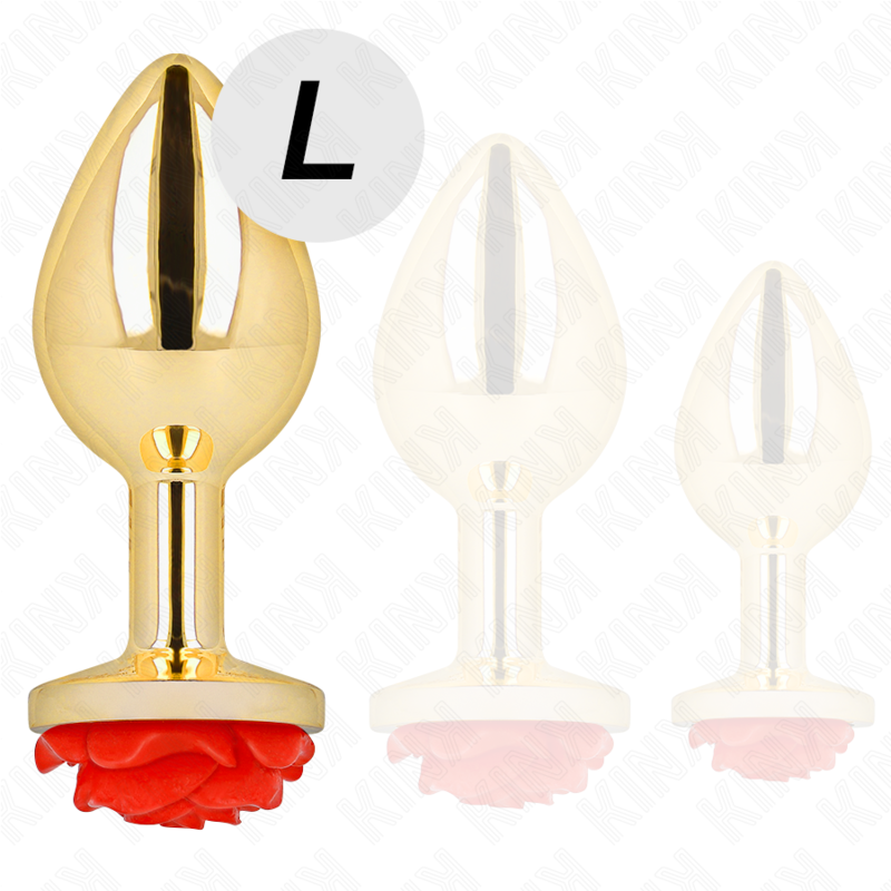 KINK - PLUG ANAL GOLD ROSE ROT GRÖSSE L BDSM-Zubehör diskret online kaufen