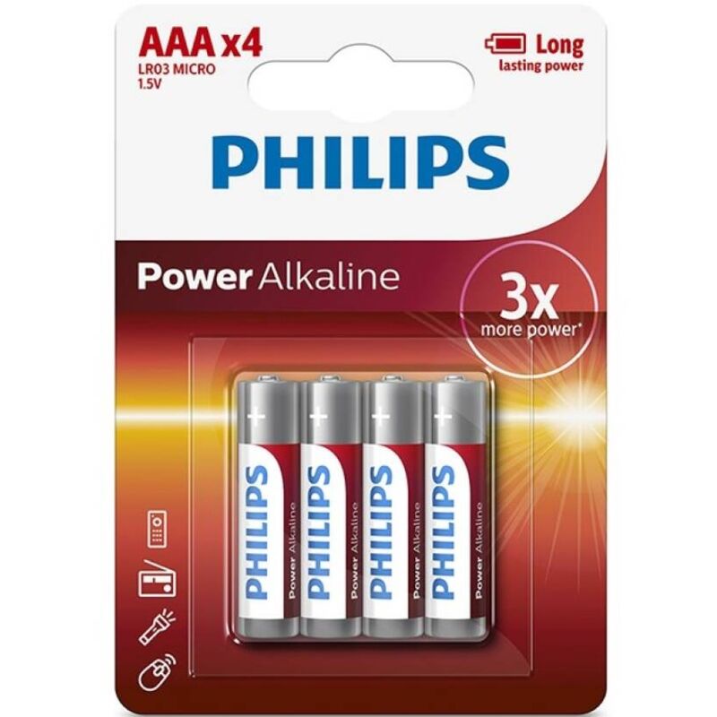 PHILIPS - POWER ALKALINE-BATTERIE AAA LR03, BLISTER*4 – Batterien von PHILIPS