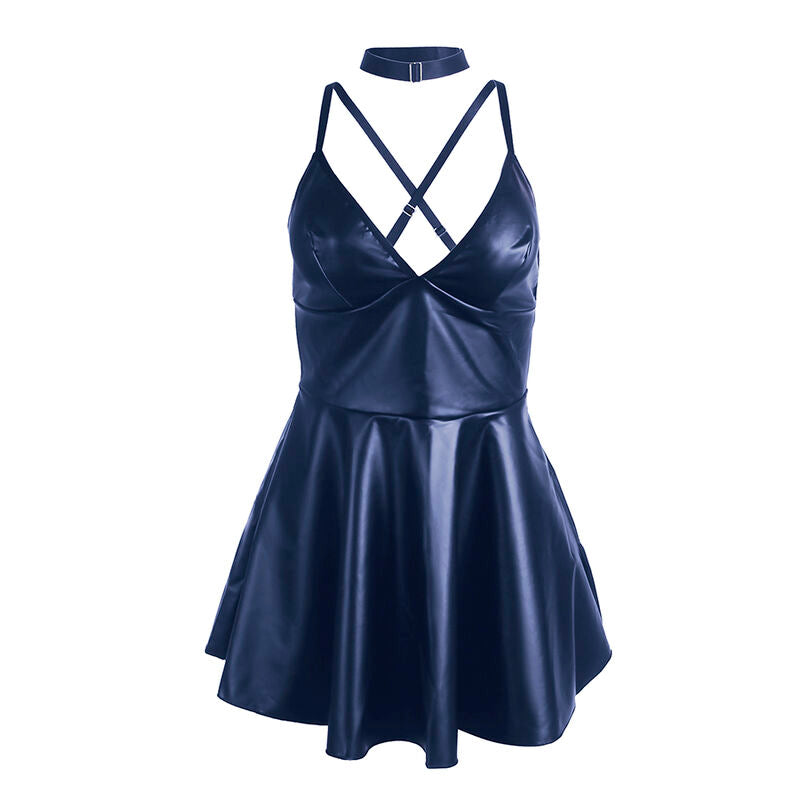 SUBBLIME - 955427 KLEID MIT BLAUEN LEDERTRÄGERN L/XL – Dessous-Kleid Bild 5