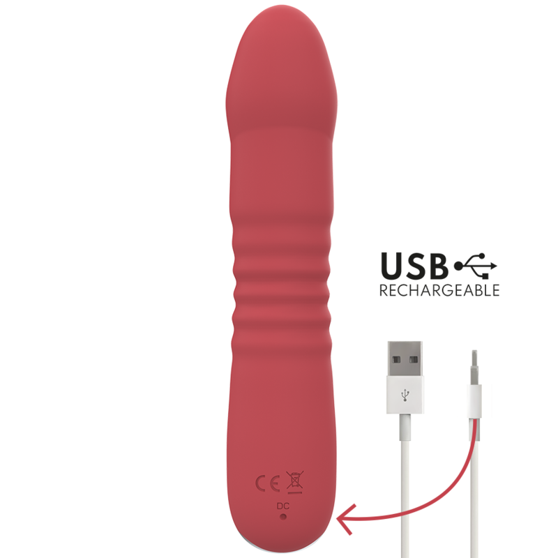 INTENSE JUNI Up & Down Vibrator – 10 Vibrationsmodi, USB-wiederaufladbar, Rot Produktansicht und Details