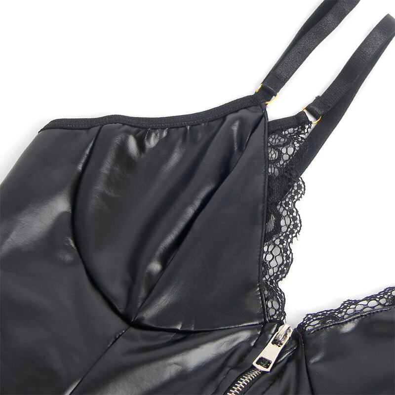 SUBBLIME - 955458 SCHWARZER LEDER-BODY MIT REISSVERSCHLUSS S/M – Dessous-Body Bild 6