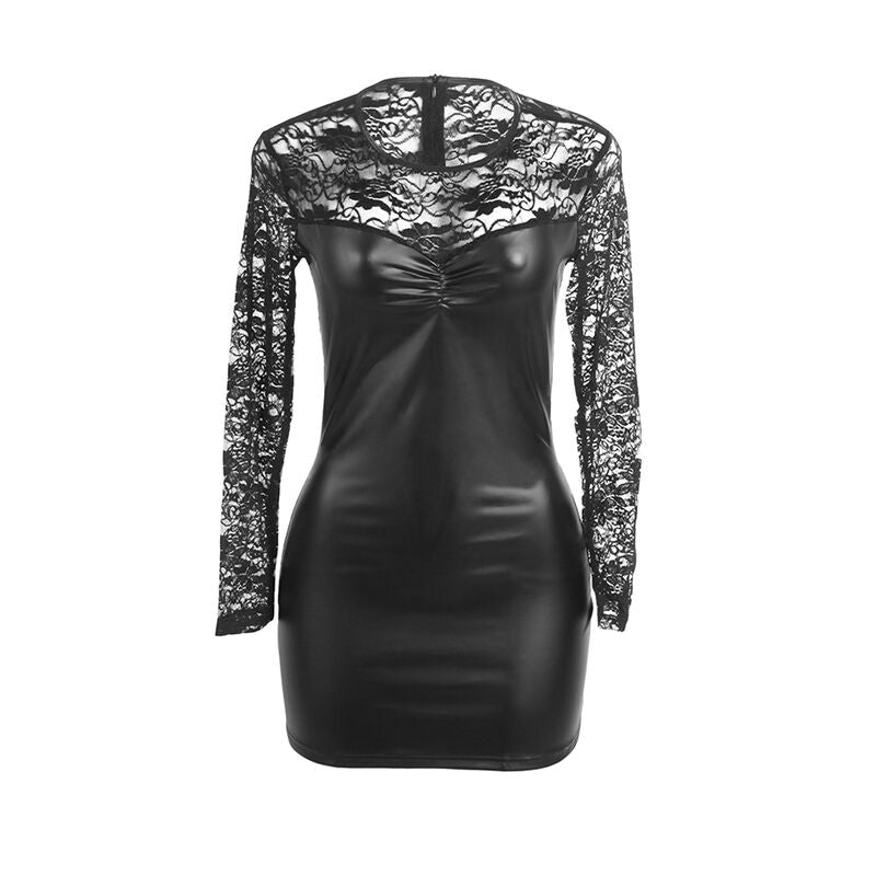 SUBBLIME - 955595 LANGARMKLEID MIT SCHWARZER SPITZE S/M – Dessous-Kleid Bild 4