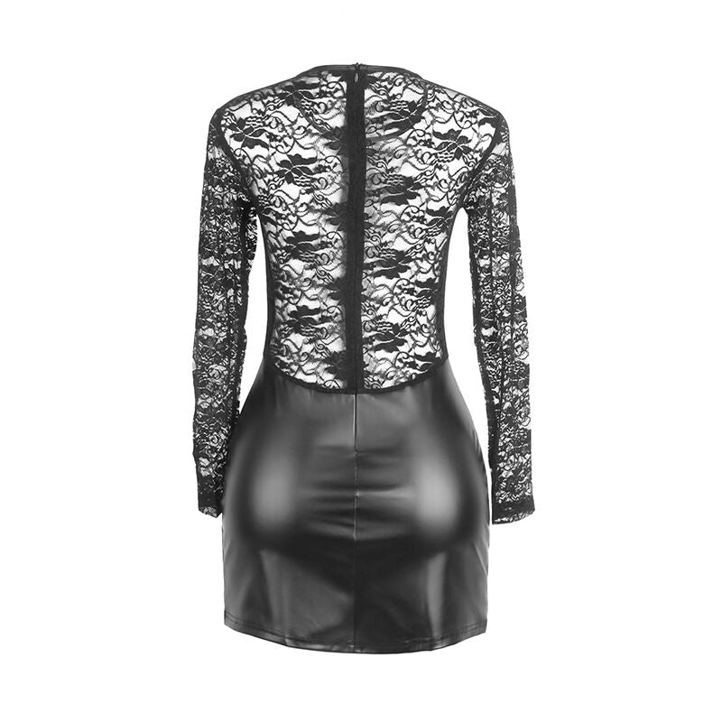 SUBBLIME - 955595 LANGARMKLEID MIT SCHWARZER SPITZE S/M – Dessous-Kleid Bild 5