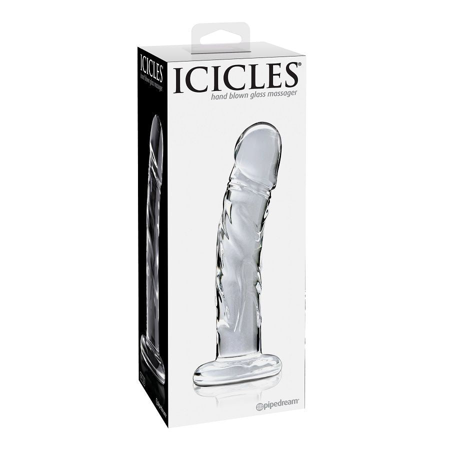 ICICLES N. 62 Glasmassager – Handgefertigter Glas G-Punkt- & P-Punkt-Stimulator, 14,5 cm Massager Vibrator Produktansicht und Details