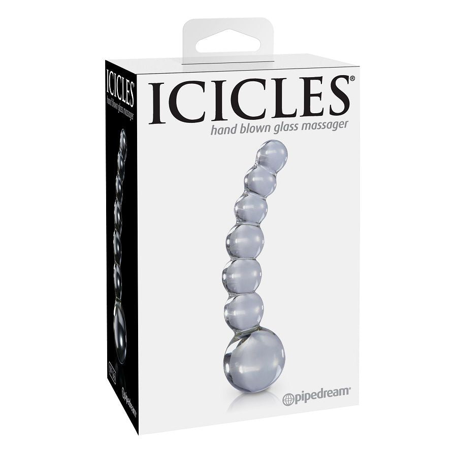 ICICLES N. 66 Transparentes Massager – Glas G-Punkt- & P-Punkt-Stimulator, 9 cm Massager Vibrator Produktansicht und Details