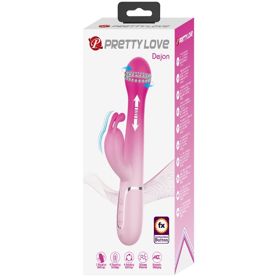 Pretty Love Dejon 3-in-1 Rabbit Vibrator Rosa – G-Punkt & Klitoris, USB aufladbar – Rabbit Vibrator Bild 11