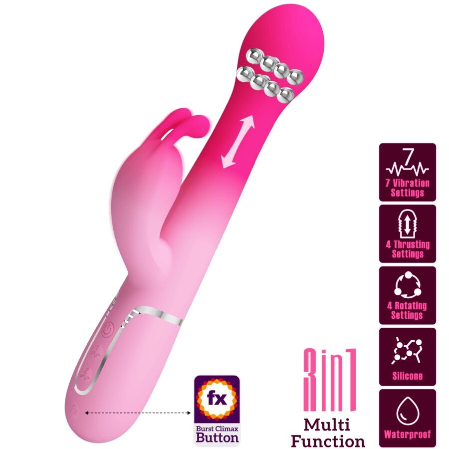 Pretty Love Dejon 3-in-1 Rabbit Vibrator Rosa – G-Punkt & Klitoris, USB aufladbar – Rabbit Vibrator Bild 1