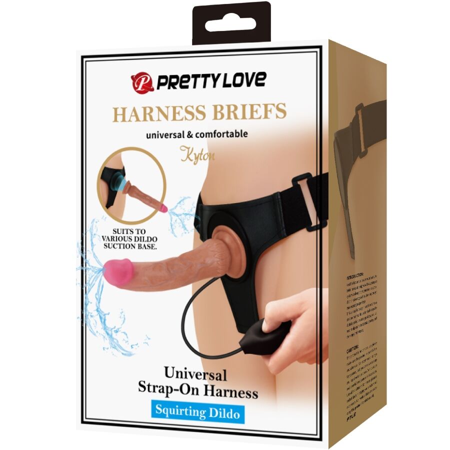 PRETTY LOVE - KYTON UNIVERSAL HARNESS SLIP MIT SQUIRTING DILDO 19 CM MULATO bei Secret Pulse im Erotikshop
