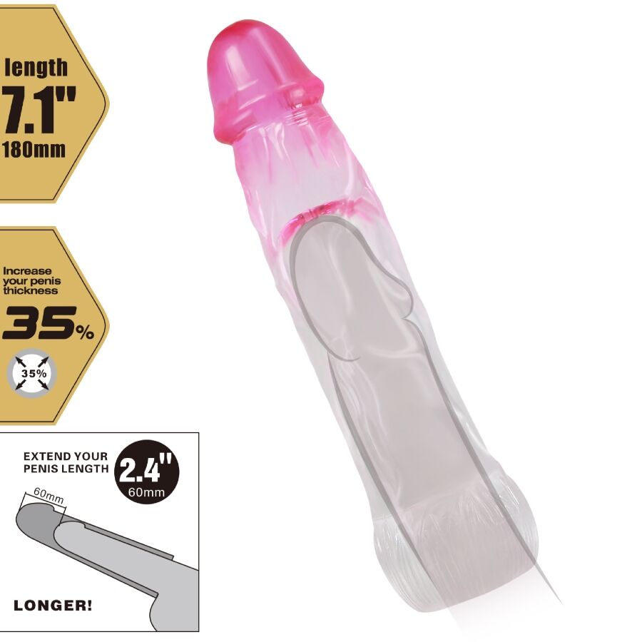 PRETTY LOVE - NERON REALISTISCHE 6 CM PENISVERGRÖSSERUNGSHÜLSE ROSA – Erotik-Zubehör Bild 5
