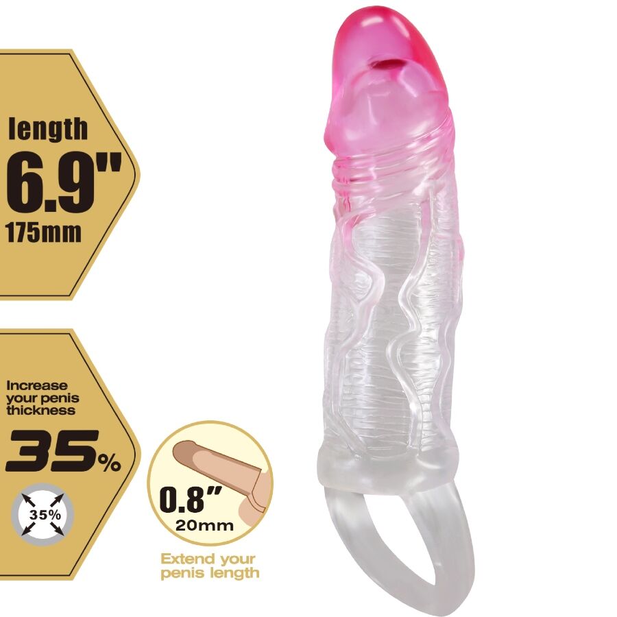 PRETTY LOVE - ODES REALISTISCHE 2 CM PENISVERGRÖSSERUNGSHÜLSE ROSA – Erotik-Zubehör Bild 5