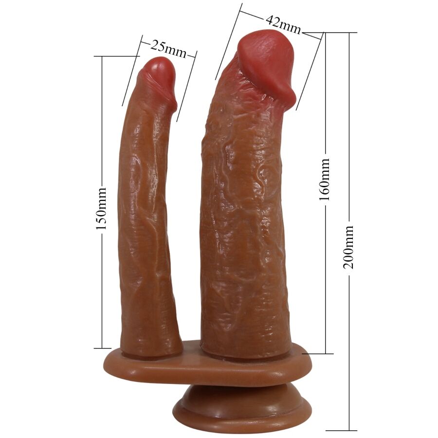 PRETTY LOVE - HULBERT DOPPELTER REALISTISCHER DILDO MIT VIBRATION MULATO Produktansicht und Details