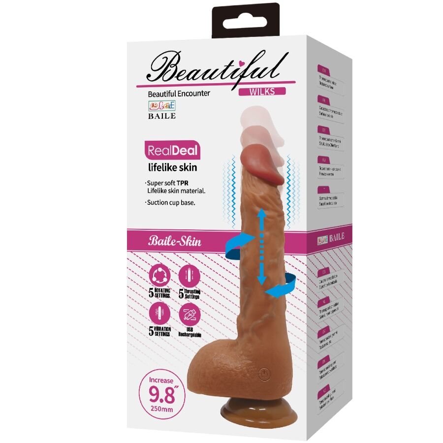 Baile Wilks Realistischer Vibrator 25 cm – 5 Vibrations- & Rotationsmodi, USB aufladbar – Vibrator Bild 6