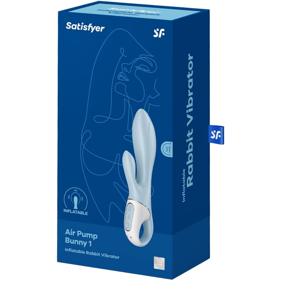 SATISFYER - AIR PUMP BUNNY 1 AUFBLASBARER KANINCHENVIBRATOR BLAU Klitorisstimulator diskret online kaufen