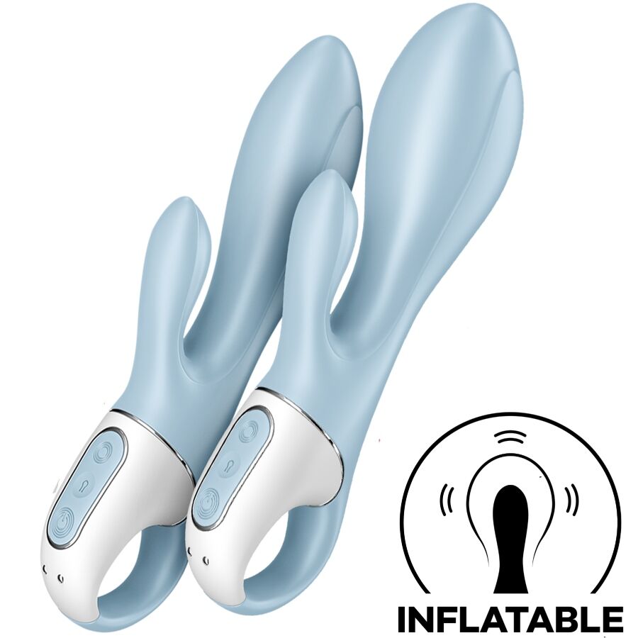 SATISFYER - AIR PUMP BUNNY 1 AUFBLASBARER KANINCHENVIBRATOR BLAU für intensive Stimulation und Self-Love