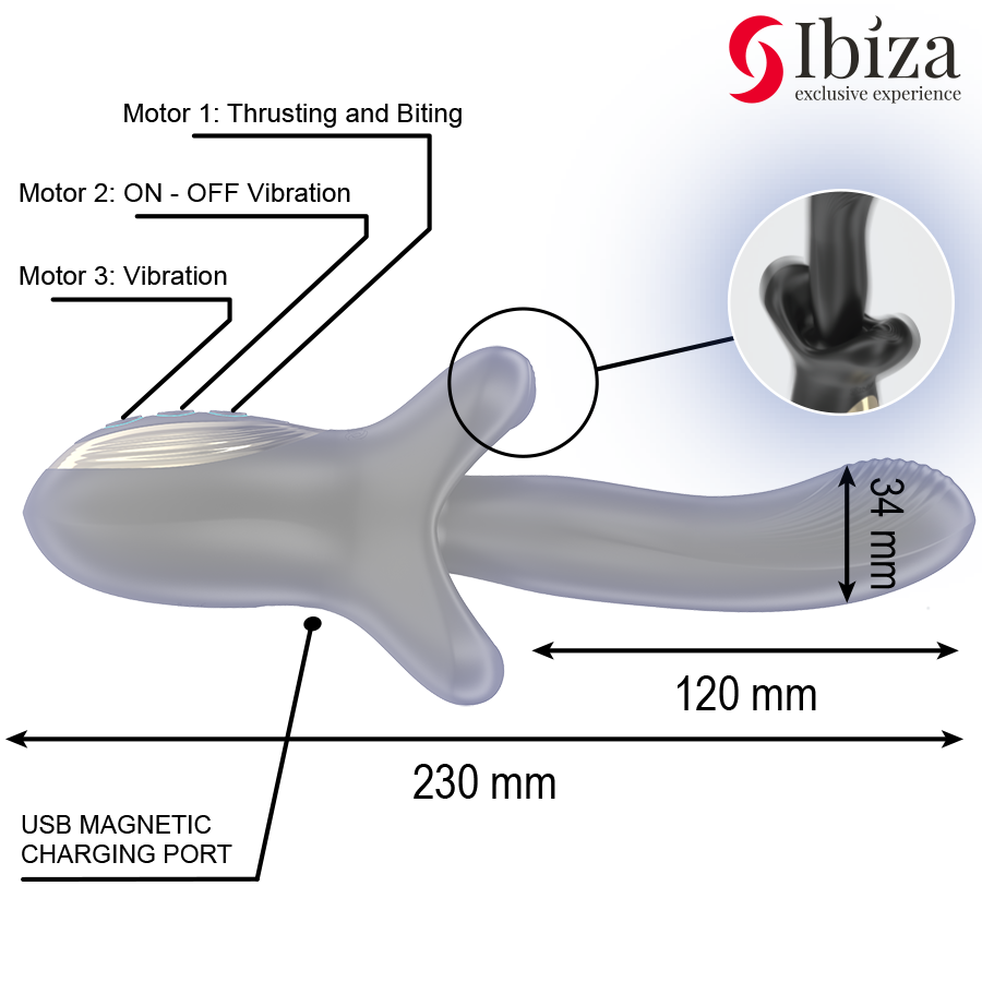 IBIZA – KRAFTVOLL VIBRATOR MIT STOSS- UND BEISSEFFEKT hochwertiges Sextoy bei Secret Pulse