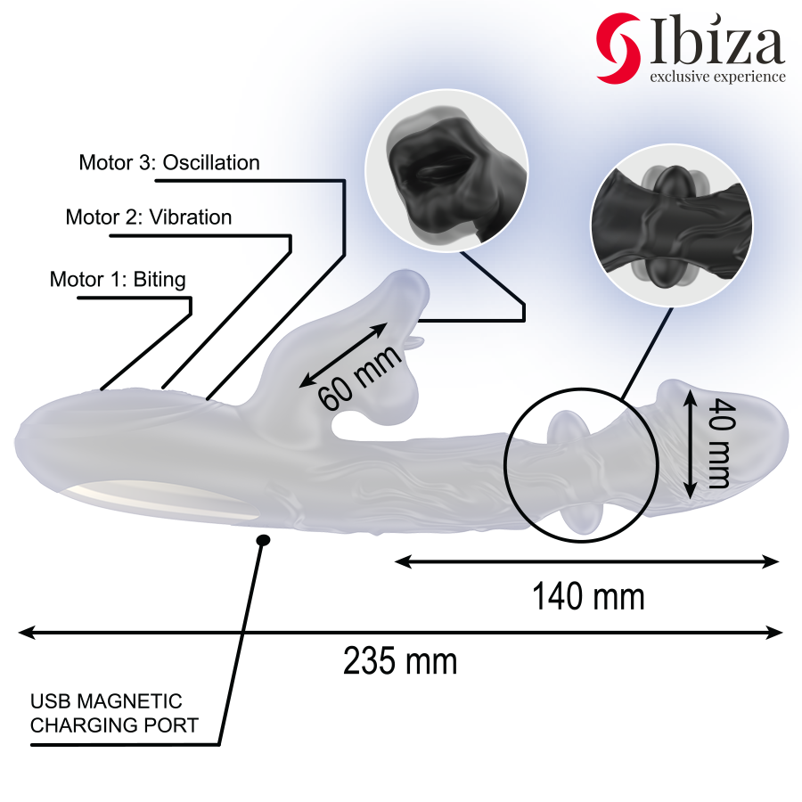 IBIZA - VIBRATOR UND KLITORIS-STIMULATOR MIT BEISS- UND ROTATIONSEFFEKT für sinnliche Momente allein oder zu zweit