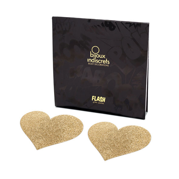 BIJOUX - INDISCRETS FLASH GOLDEN HEART NIPPELABDECKUNGEN – Brust-Accessoire Bild 2