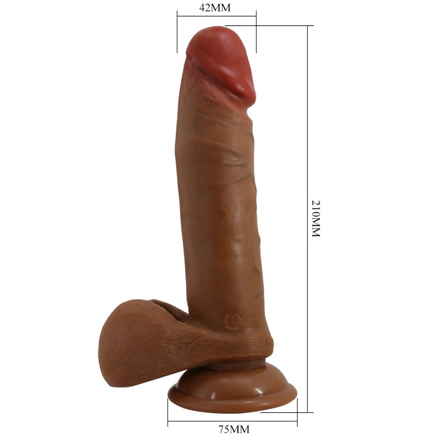 BAILE Abel Realistischer Dildo 21 cm – Mulatte, USB wiederaufladbar, 5 Funktionen Produktansicht und Details