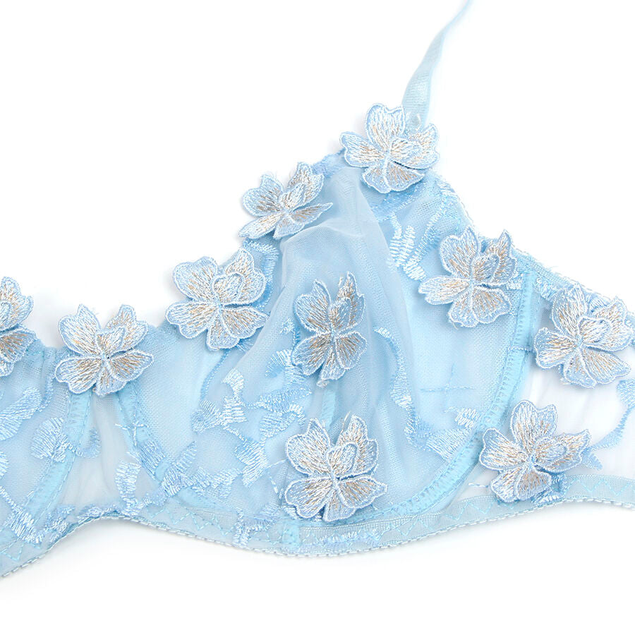 SUBBLIME - 957629 BH- UND SLIP-SET MIT BLUMENSTICKEREI, HIMMELBLAU, S/M – Bustier Bild 6