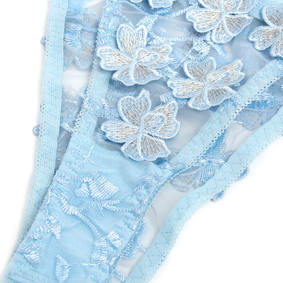 SUBBLIME - 957629 BH- UND SLIP-SET MIT BLUMENSTICKEREI, HIMMELBLAU, S/M – Bustier Bild 7