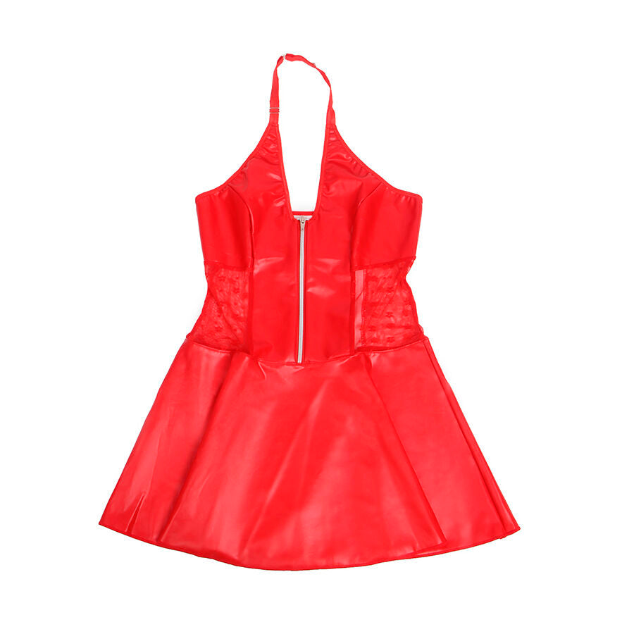 SUBBLIME - 957735 LEDERKLEID MIT SPITZENREISSVERSCHLUSS ROT L/XL – Dessous-Kleid Bild 5