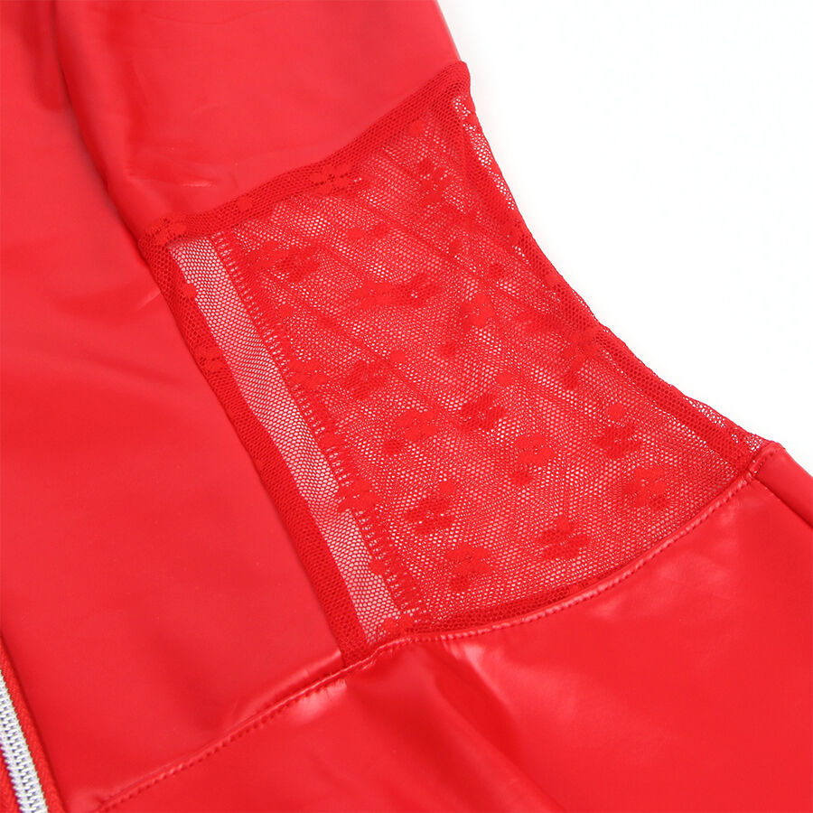 SUBBLIME - 957735 LEDERKLEID MIT SPITZENREISSVERSCHLUSS ROT L/XL – Dessous-Kleid Bild 6