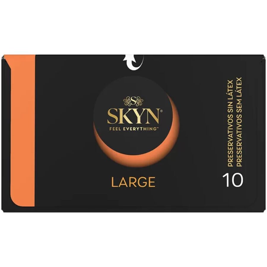 SKYN Large / King Size Kondome 10er-Pack – Latexfrei, 56 mm Breite, Extra Passform Produktverpackung und Details