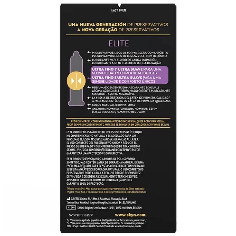 SKYN - ELITE ULTRADÜNNE KONDOME 10 EINHEITEN für Schutz und angenehmes Gefühl