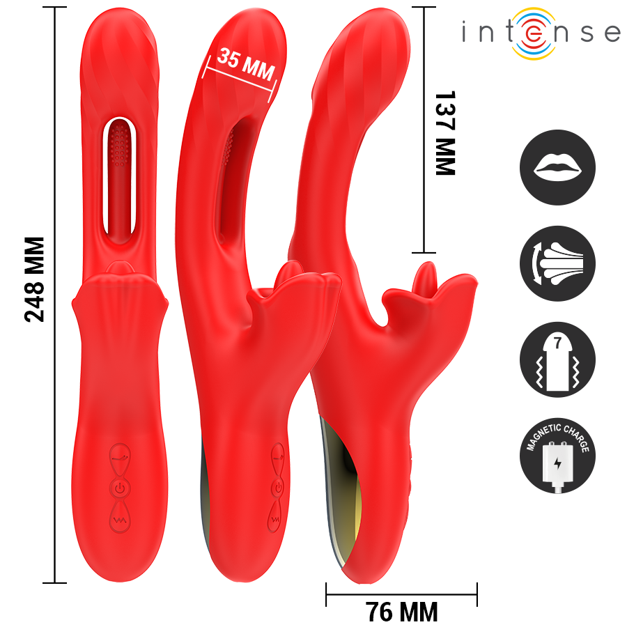 INTENSE - JESSICA MULTIFUNKTIONSVIBRATOR KLITORISSTIMULATION 24,8 CM ROT für intensive Stimulation und Self-Love