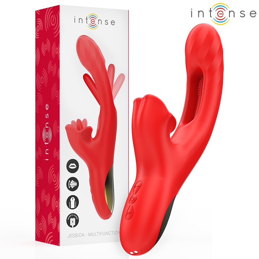 INTENSE - JESSICA MULTIFUNKTIONSVIBRATOR KLITORISSTIMULATION 24,8 CM ROT Klitorisstimulator diskret online kaufen