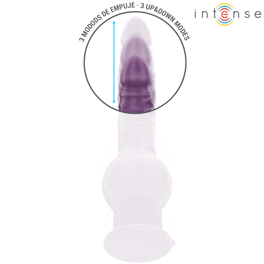 Intense Tatum Vibrator Lila | Multifunktion, Auf-/Abbewegung 24 cm Produktansicht und Details