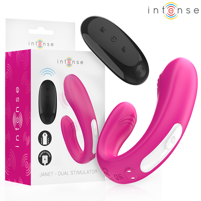 INTENSE - JANET DOPPELTER U-FÖRMIGER STIMULATOR UND VIBRATOR MIT FERNBEDIENUNG ROSA Vibrator diskret online kaufen