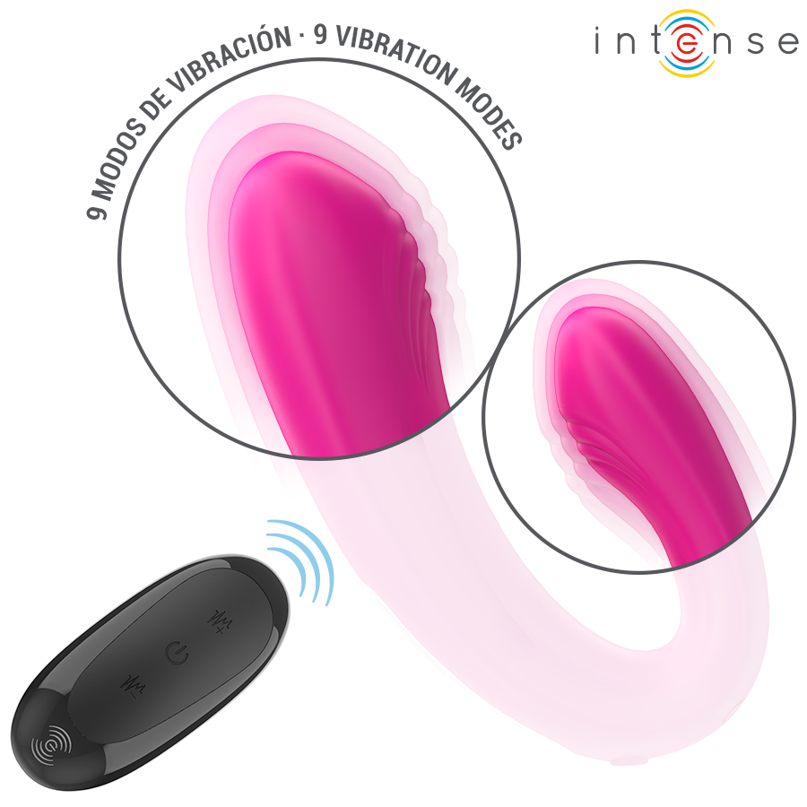 INTENSE - JANET DOPPELTER U-FÖRMIGER STIMULATOR UND VIBRATOR MIT FERNBEDIENUNG ROSA hochwertiges Sextoy bei Secret Pulse