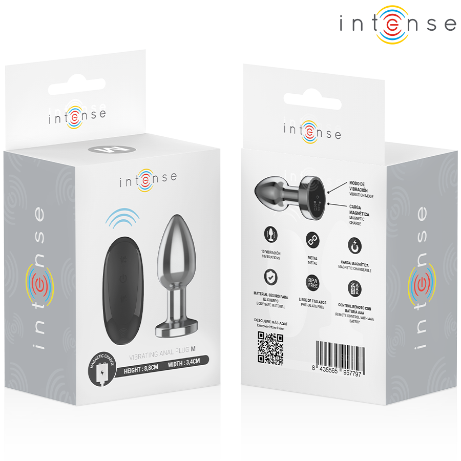 INTENSE Analplug Metall M – 10 Vibrationsmodi mit Fernbedienung Produktansicht und Details