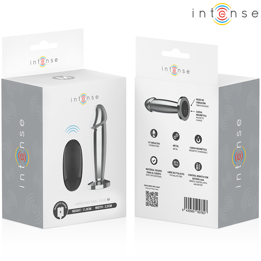 Intense Anal Plug M – Metalldildo mit 10 Vibrationsmodi & Fernbedienung | Secret Pulse Produktansicht und Details