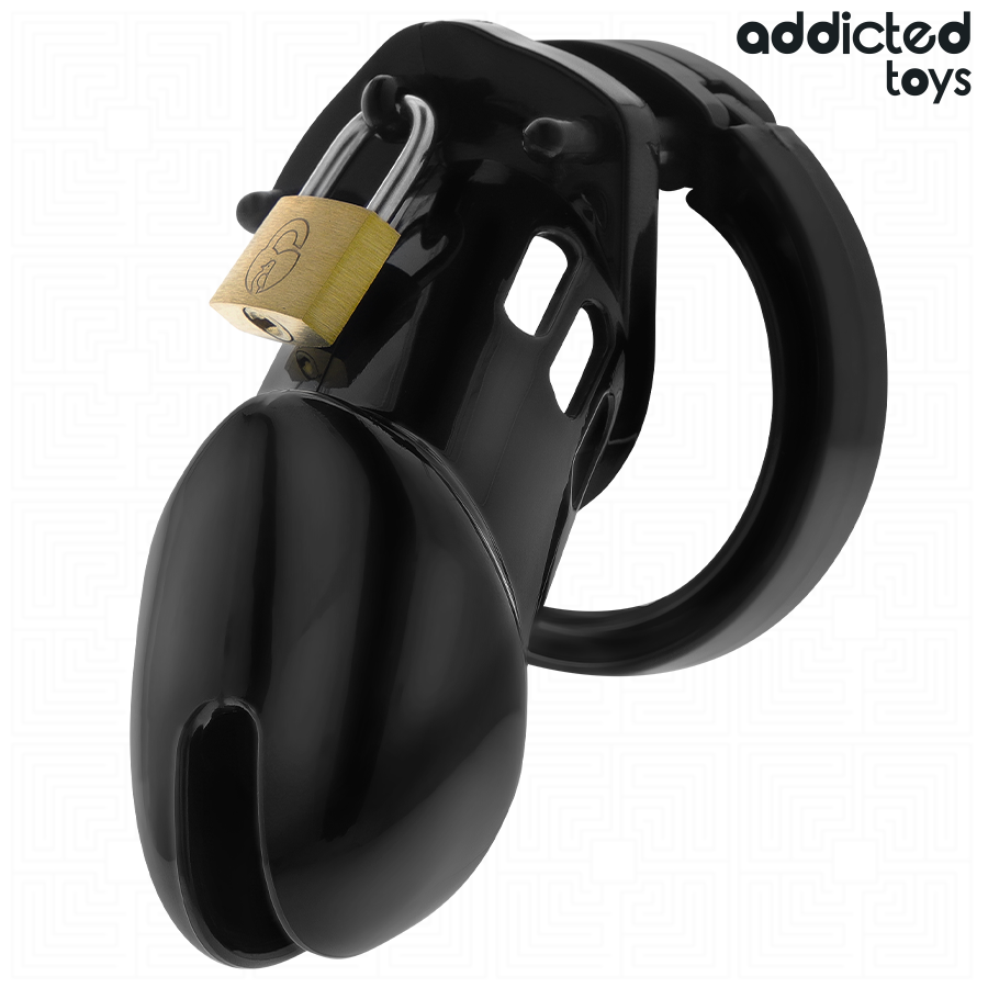 ADDICTED TOYS LOCKED - OBSIDIAN HOLD PENISKÄFIG GRÖSSE M Produktansicht und Details