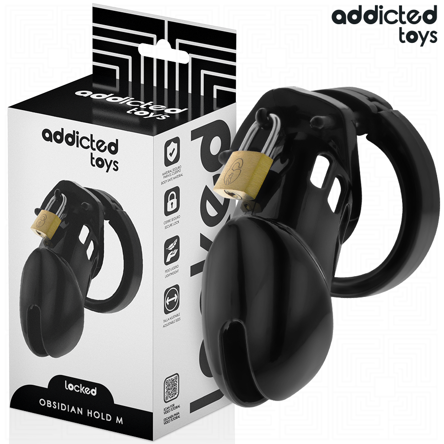 ADDICTED TOYS LOCKED - OBSIDIAN HOLD PENISKÄFIG GRÖSSE M Keuschheitskäfig diskret online kaufen
