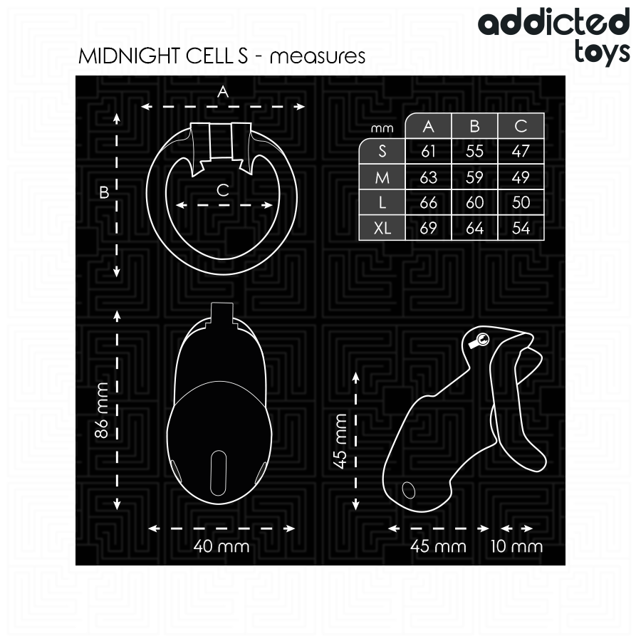 ADDICTED TOYS LOCKED - MINDNIGHT CELL PENIS CAGE GRÖSSE S hochwertiges Zubehör