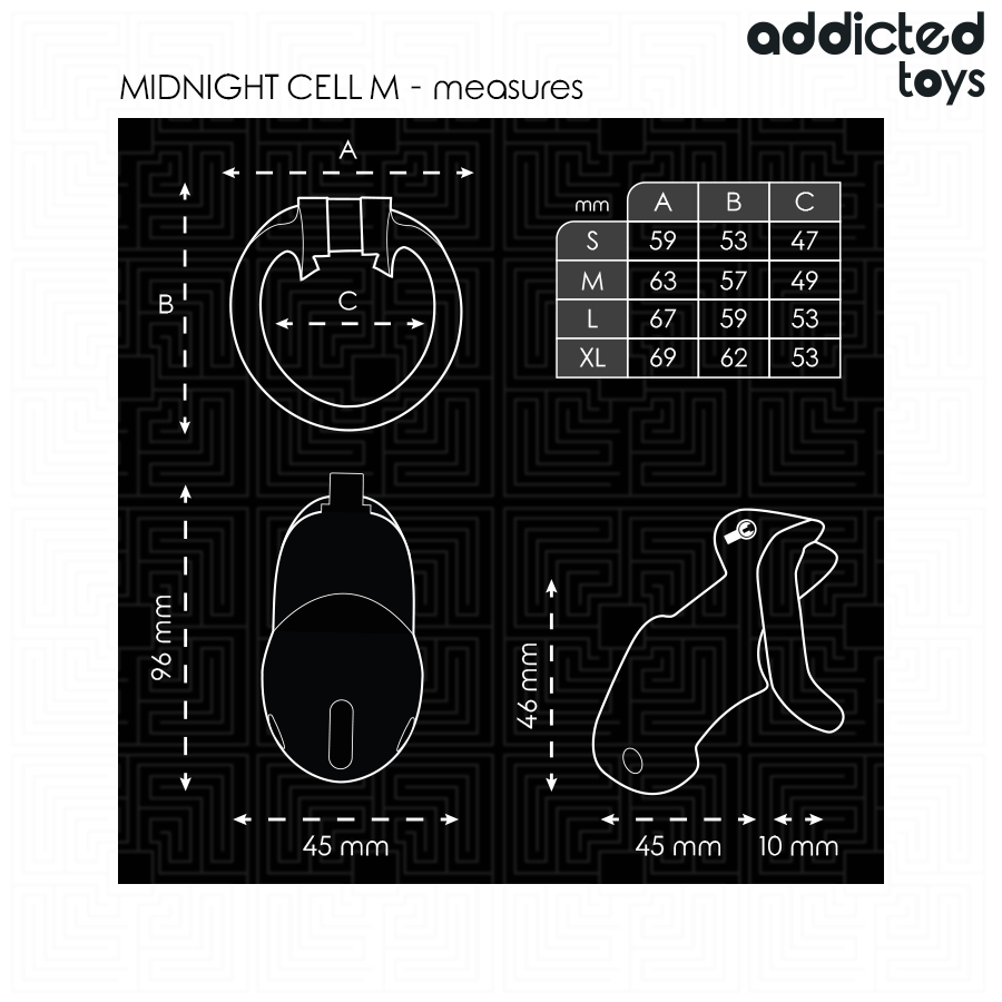 ADDICTED TOYS LOCKED - MINDNIGHT CELL PENIS CAGE GRÖSSE M hochwertiges Zubehör