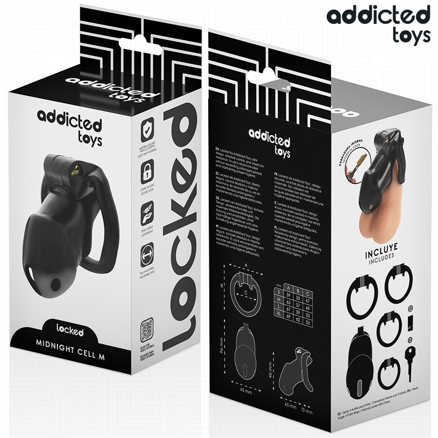 ADDICTED TOYS LOCKED - MINDNIGHT CELL PENIS CAGE GRÖSSE M Keuschheitskäfig diskret online kaufen