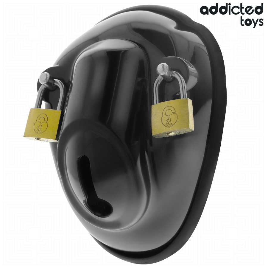 ADDICTED TOYS LOCKED - SCHLÜSSELLOSER PENISKÄFIG 11,5 CM Produktansicht und Details