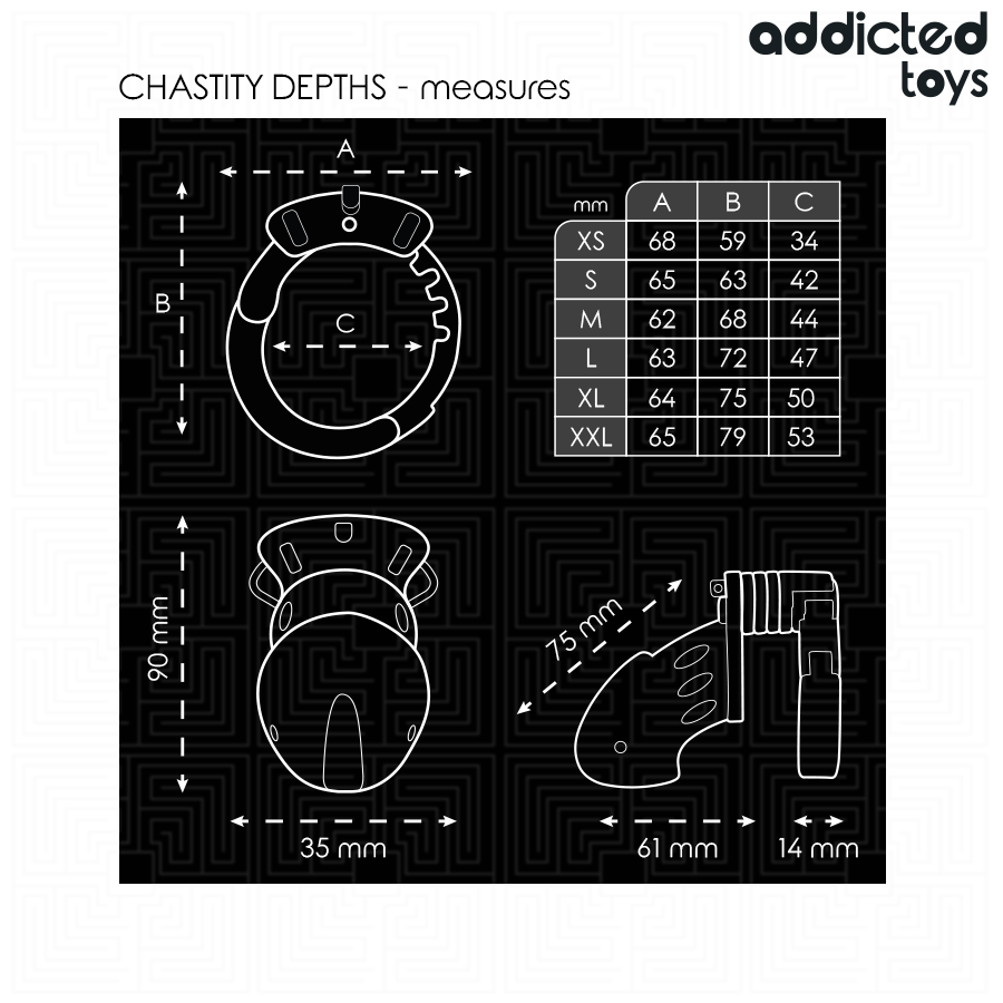 ADDICTED TOYS LOCKED - CHASTITY DEPTHS PENISKÄFIG 7,5 CM hochwertiges Zubehör