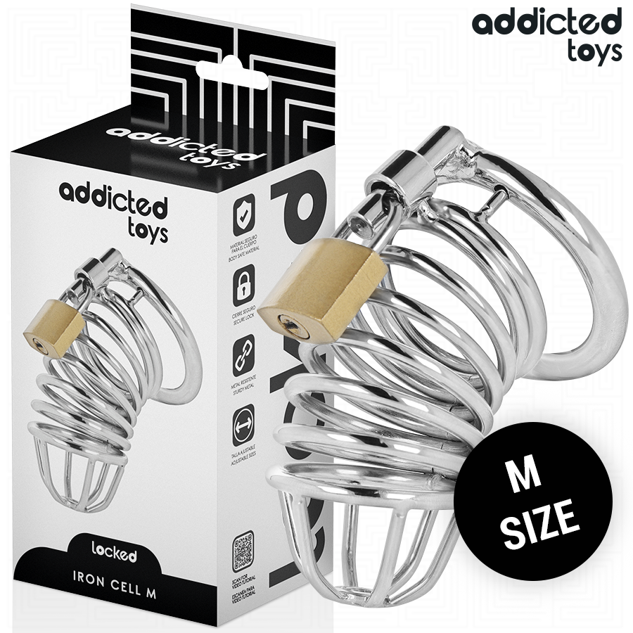 ADDICTED TOYS LOCKED - IRON CELL METALL-PENISKÄFIG GRÖSSE M Keuschheitskäfig diskret online kaufen