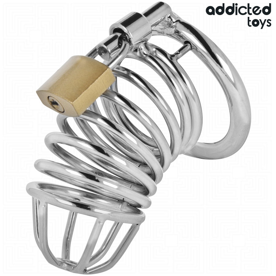 ADDICTED TOYS LOCKED - IRON CELL METALL-PENISKÄFIG GRÖSSE M Produktansicht und Details