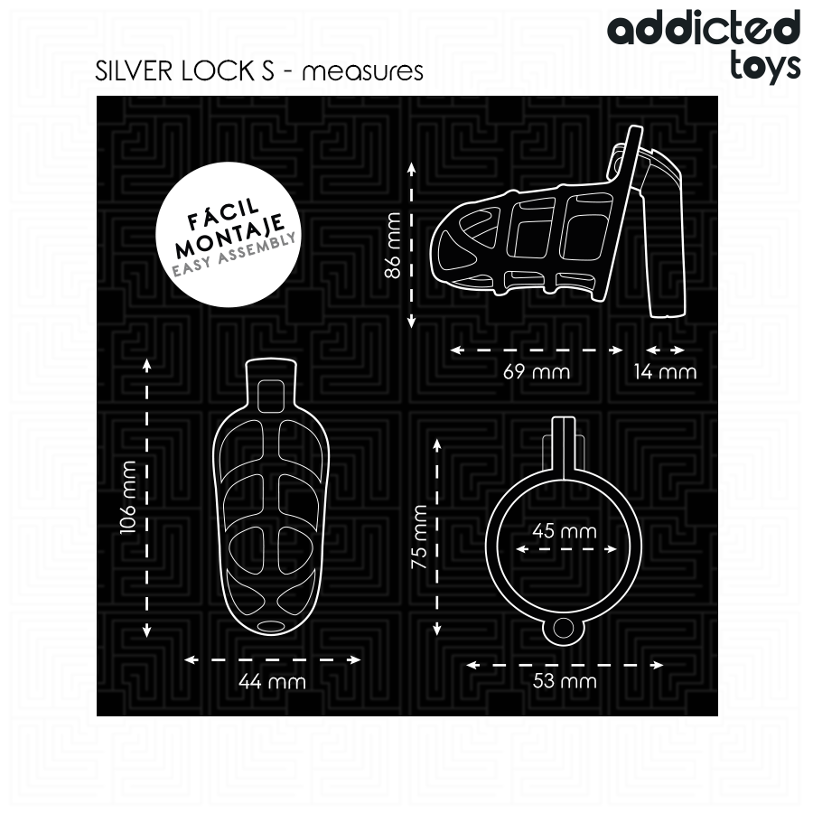 ADDICTED TOYS LOCKED - SILBERNER PENISKÄFIG AUS METALL, GRÖSSE S hochwertiges Zubehör