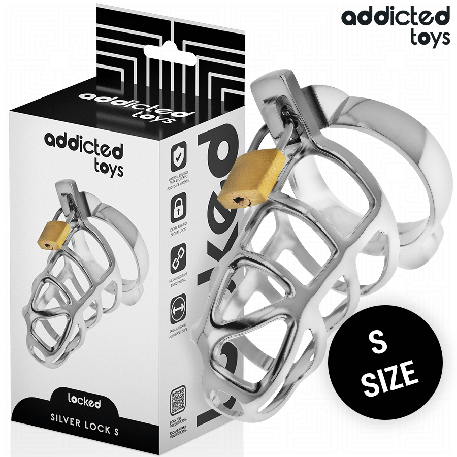 ADDICTED TOYS LOCKED - SILBERNER PENISKÄFIG AUS METALL, GRÖSSE S Keuschheitskäfig diskret online kaufen